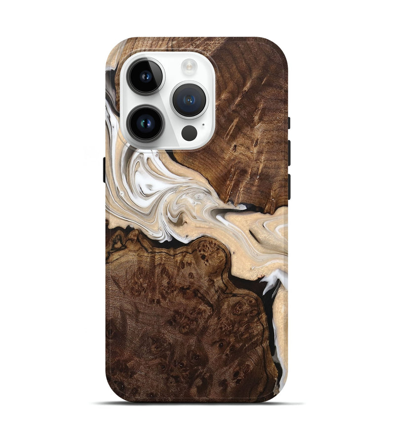 iPhone 15 Pro Wood+Resin Live Edge Phone Case - Luca (Black & White, 714885)