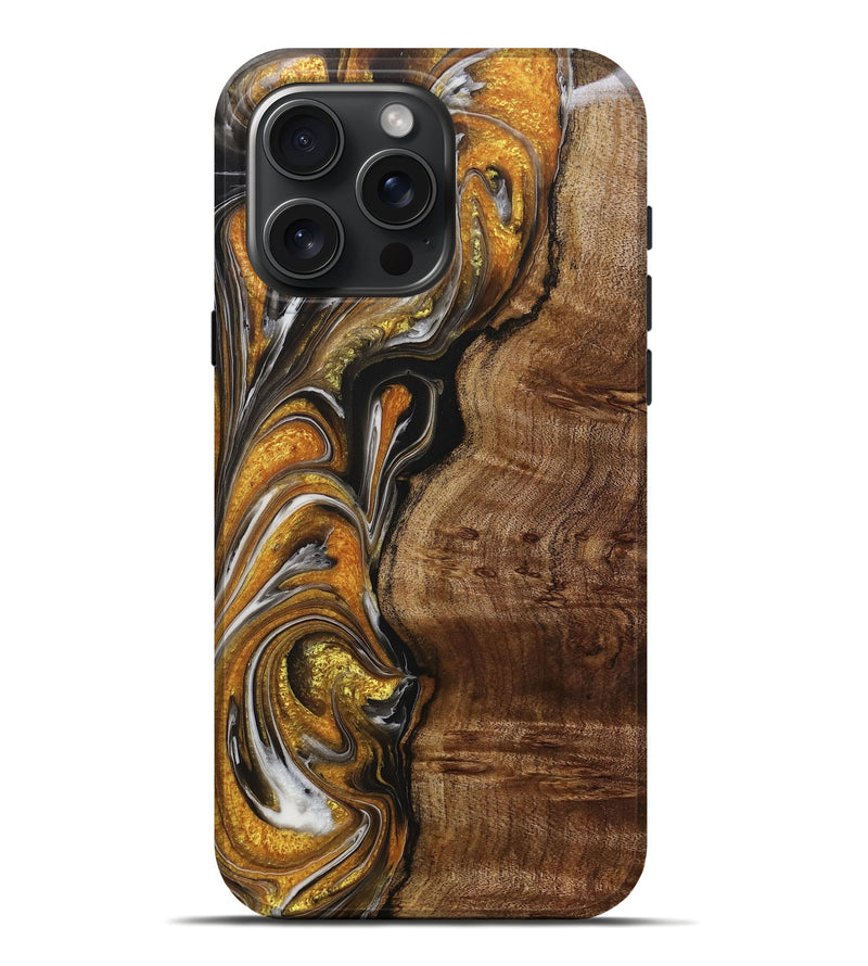iPhone 16 Pro Max Wood+Resin Live Edge Phone Case - Maverick (Black & White, 714886)