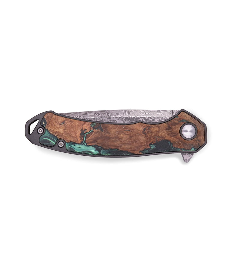 EDC Wood+Resin Pocket Knife - Mamie (Green, 714938)