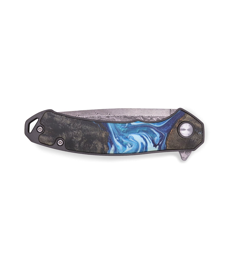 EDC Wood+Resin Pocket Knife - Andrew (Blue, 714954)
