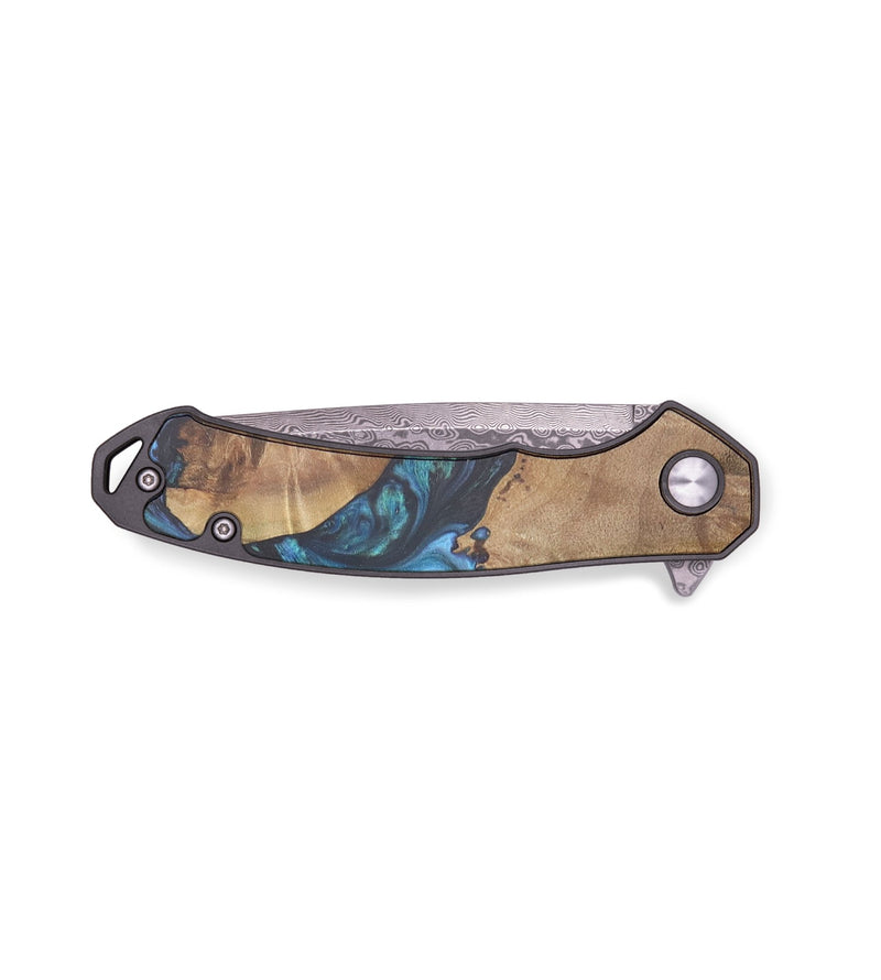 EDC Wood+Resin Pocket Knife - Willie (Blue, 714961)