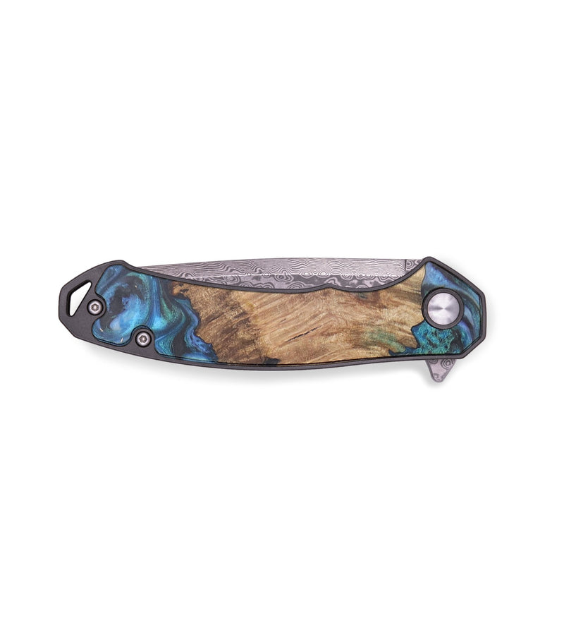 EDC Wood+Resin Pocket Knife - Yesenia (Blue, 714965)