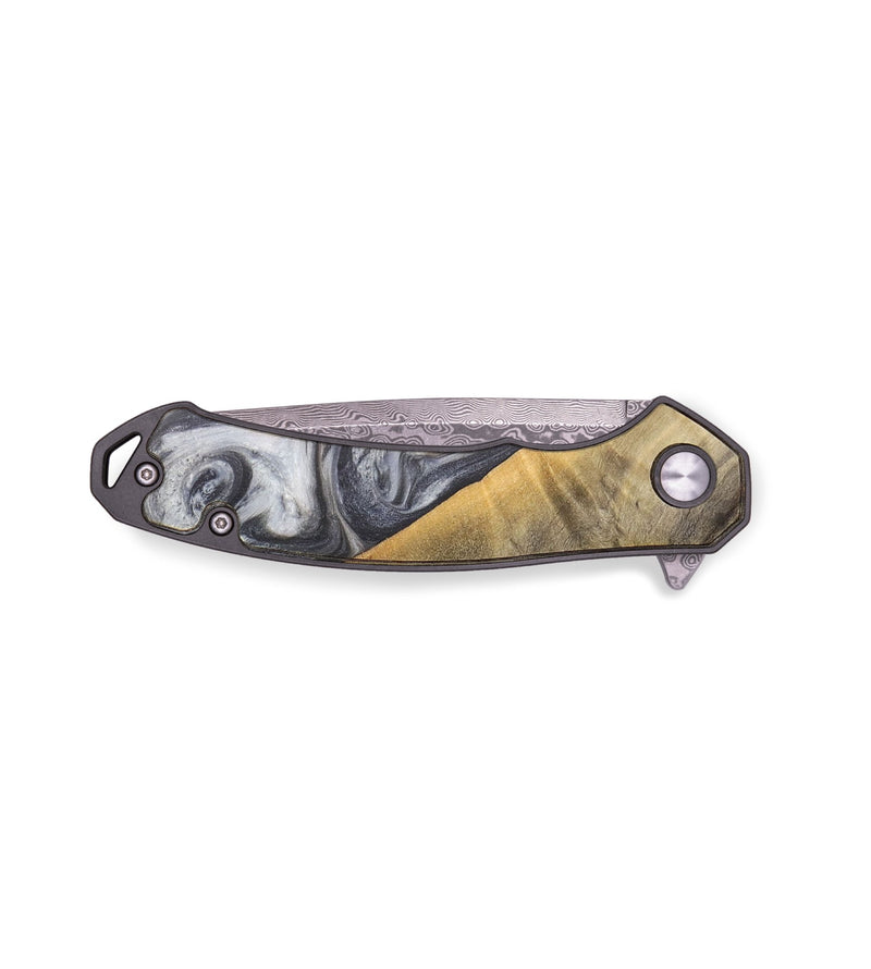 EDC Wood+Resin Pocket Knife - Fred (Black & White, 714975)