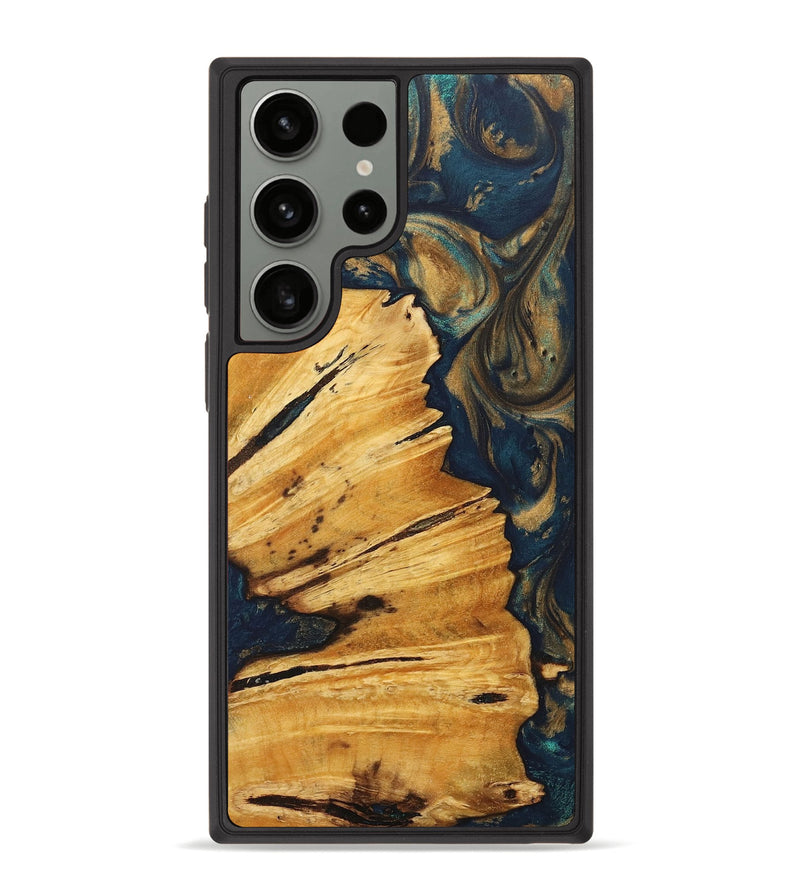 Galaxy S23 Ultra Wood+Resin Phone Case - Chase (Teal & Gold, 715308)