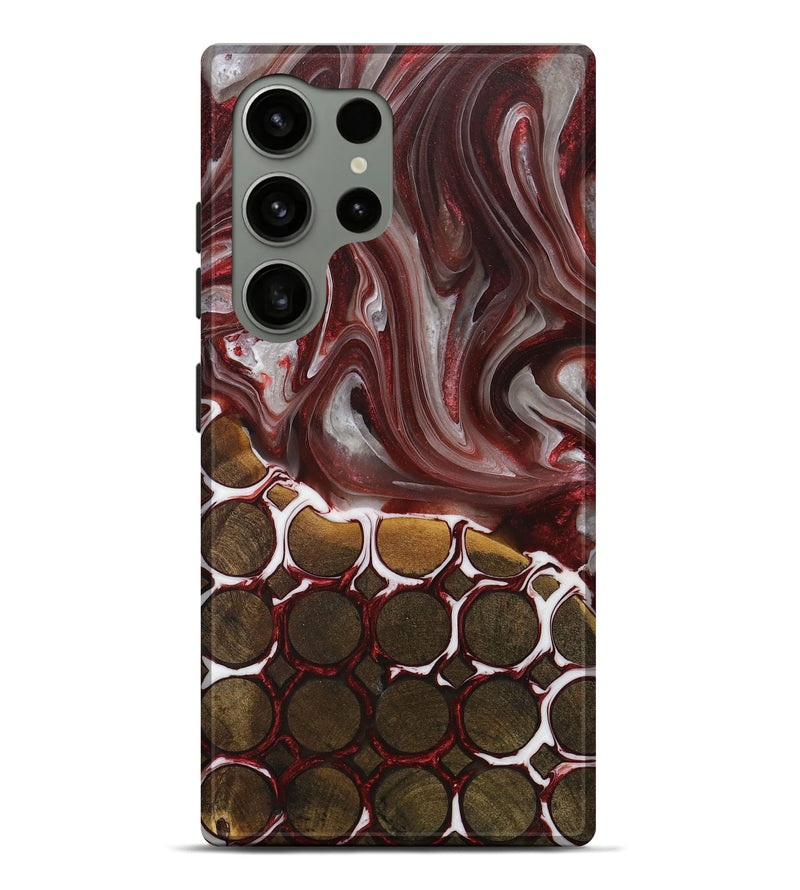 Galaxy S24 Ultra Wood+Resin Live Edge Phone Case - Jeffrey (Teal & Gold, 715328)