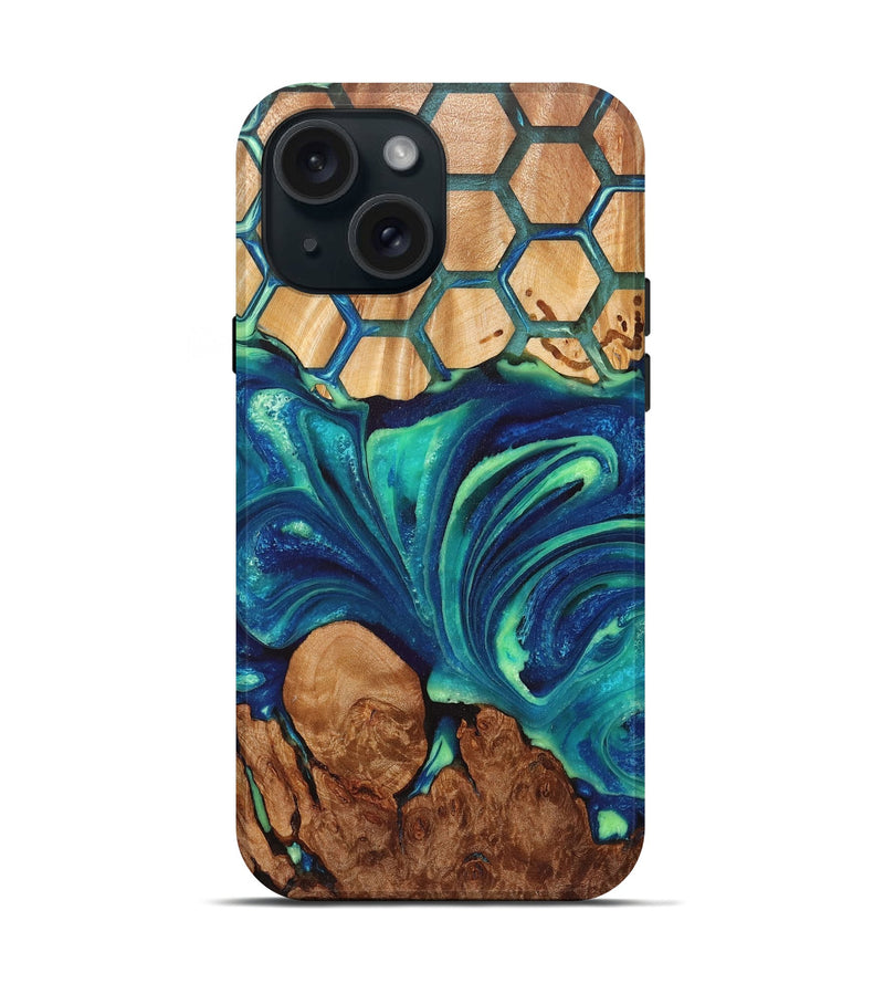 iPhone 15 Wood+Resin Live Edge Phone Case - Lucas (Pattern, 715330)