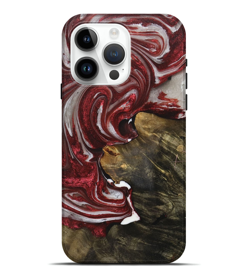 iPhone 15 Pro Max Wood+Resin Live Edge Phone Case - Braden (Red, 715339)