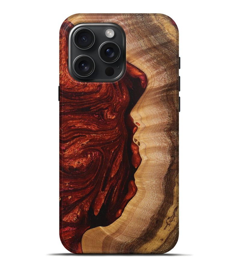 iPhone 16 Pro Max Wood+Resin Live Edge Phone Case - Danielle (Red, 715340)