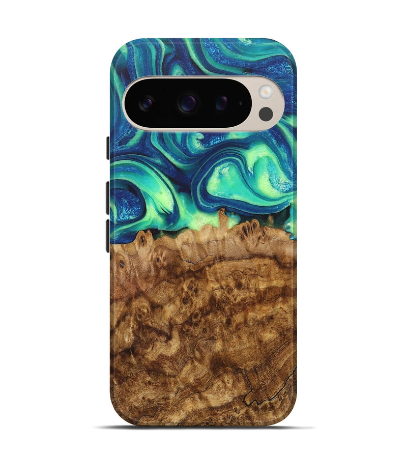 Pixel 9 Pro Wood+Resin Live Edge Phone Case - Landen (Blue, 715354)