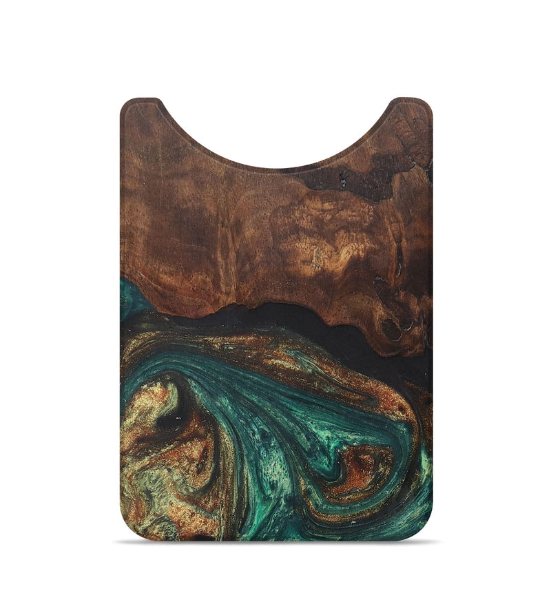 Live Edge Wood+Resin Wallet - Zara (Teal & Gold, 715366)