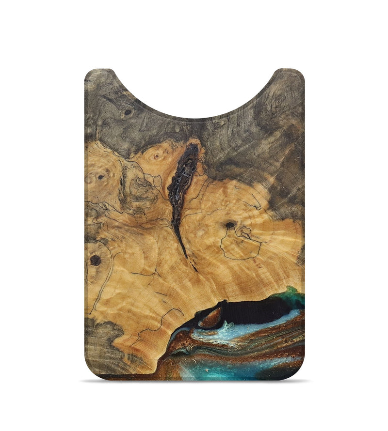 Live Edge Wood+Resin Wallet - Dewey (Teal & Gold, 715374)
