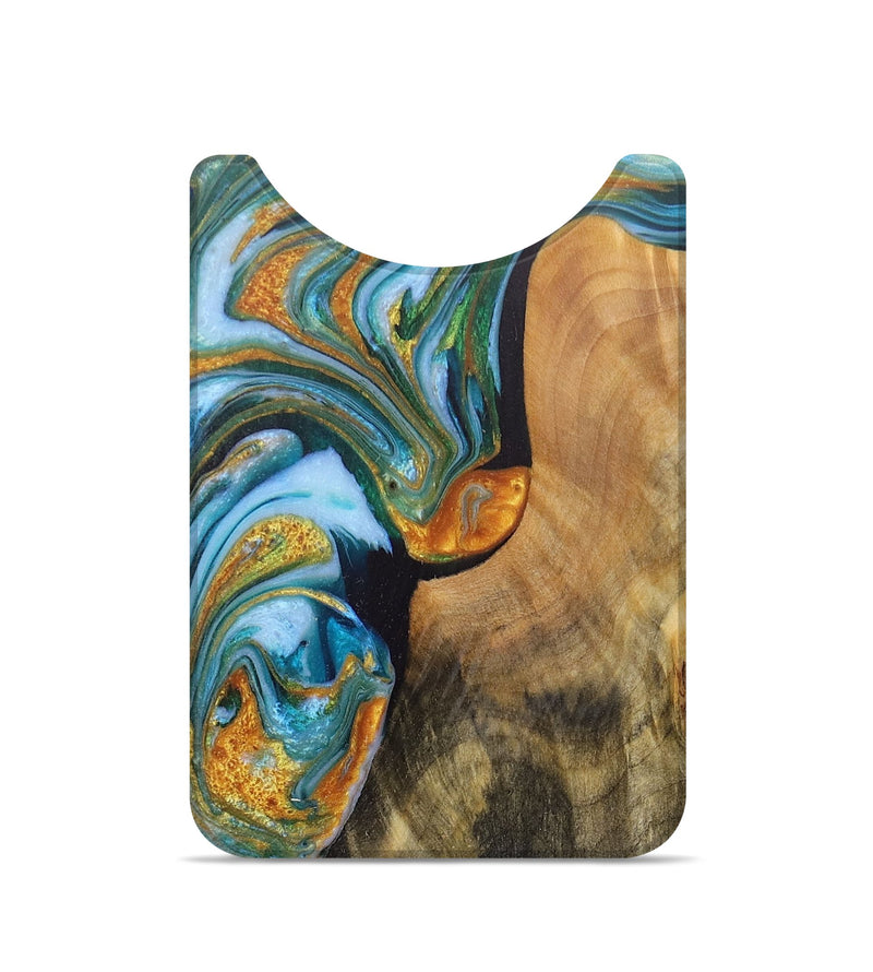 Live Edge Wood+Resin Wallet - Stacie (Teal & Gold, 715384)