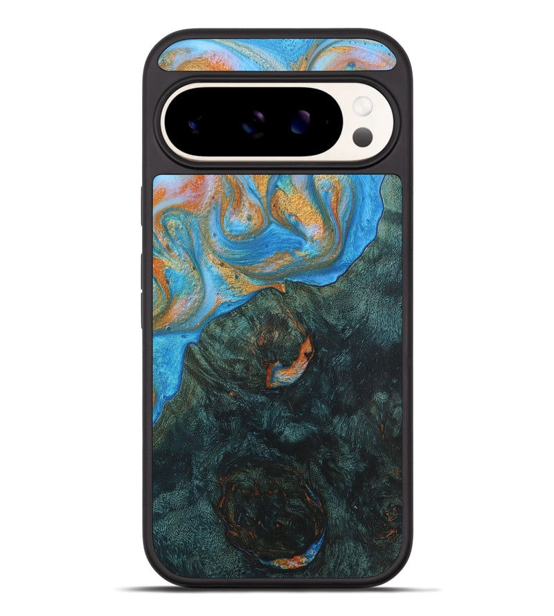 Pixel 9 Pro XL Wood+Resin Phone Case - Ayanna (Teal & Gold, 715469)