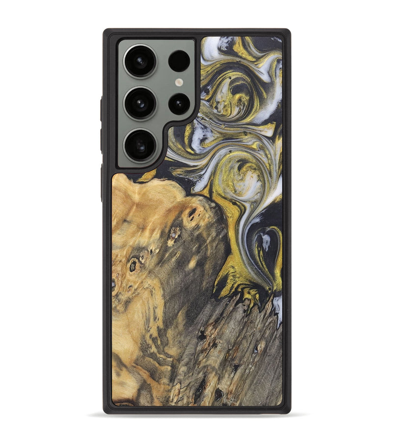 Galaxy S23 Ultra Wood+Resin Phone Case - Willow (Black & White, 715507)