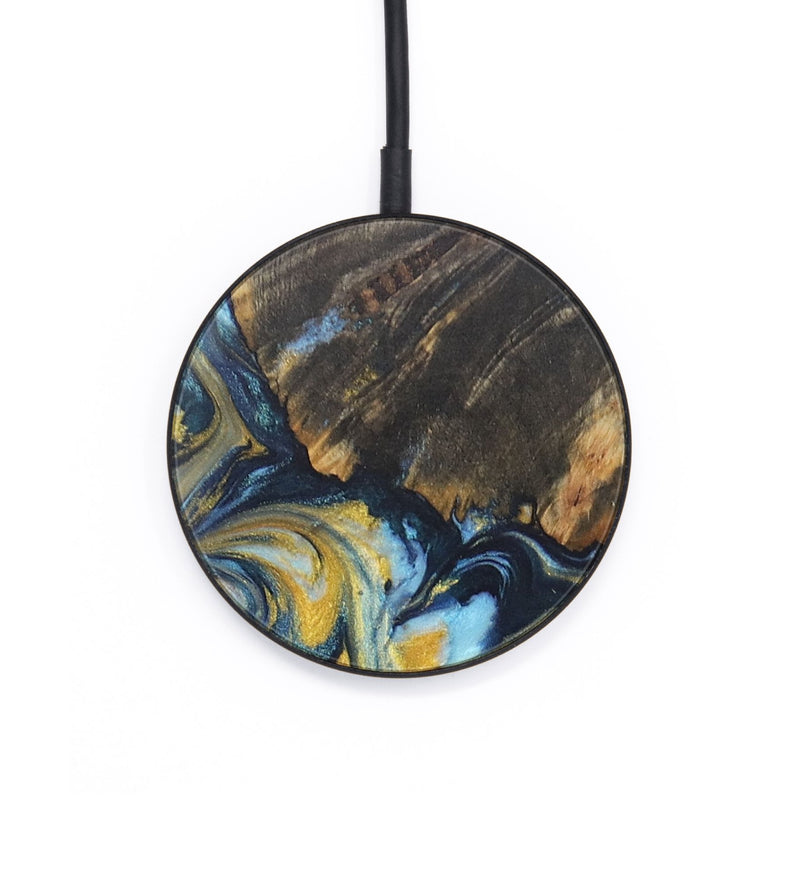 Circle Wood+Resin Wireless Charger - Maeve (Teal & Gold, 715736)