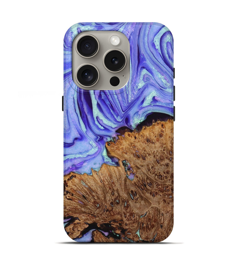 iPhone 16 Pro Wood+Resin Live Edge Phone Case - Colin (Purple, 715818)