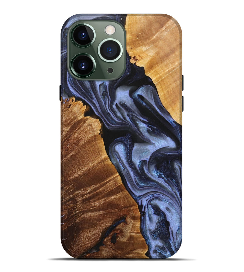 iPhone 13 Pro Max Wood+Resin Live Edge Phone Case - Ismael (Blue, 715827)