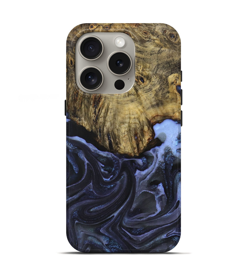 iPhone 16 Pro Wood+Resin Live Edge Phone Case - Jimmie (Blue, 715828)
