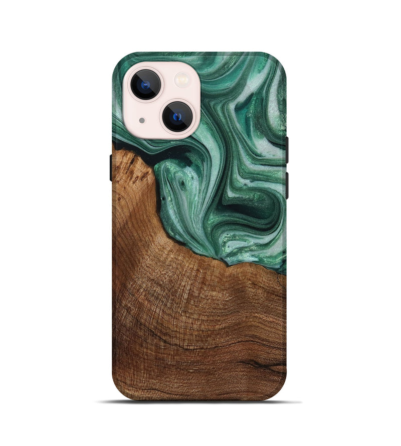 iPhone 13 mini Wood+Resin Live Edge Phone Case - Lawson (Green, 715833)