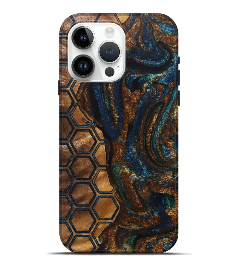 iPhone 15 Pro Max Wood+Resin Live Edge Phone Case - Aisha (Pattern, 715847)