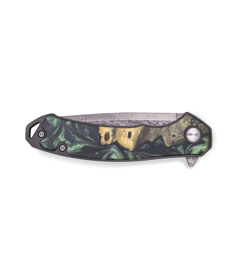 EDC Wood+Resin Pocket Knife - Pamela (Green, 715861)