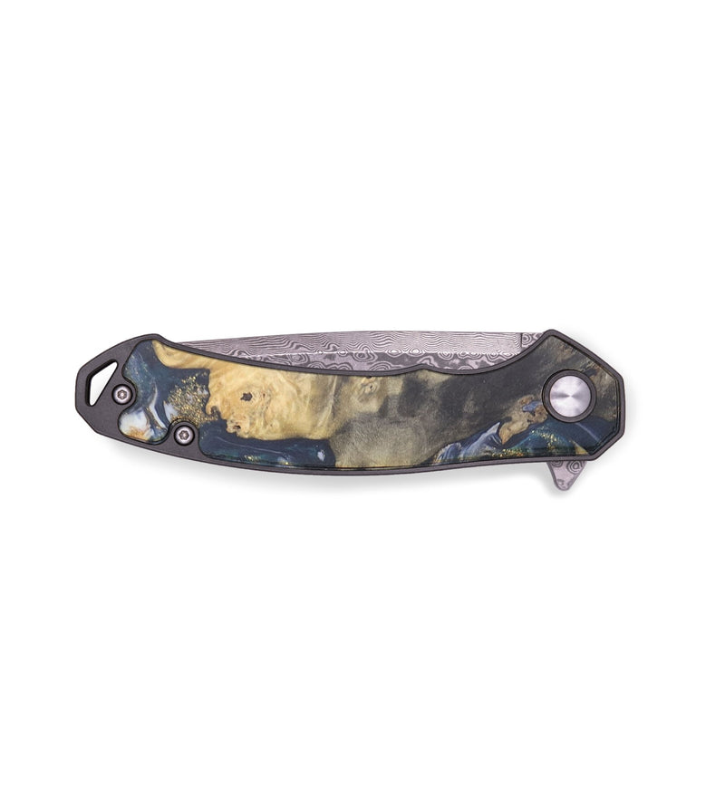 EDC Wood+Resin Pocket Knife - Conner (Teal & Gold, 715878)