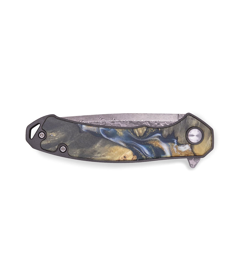 EDC Wood+Resin Pocket Knife - Scott (Teal & Gold, 715879)