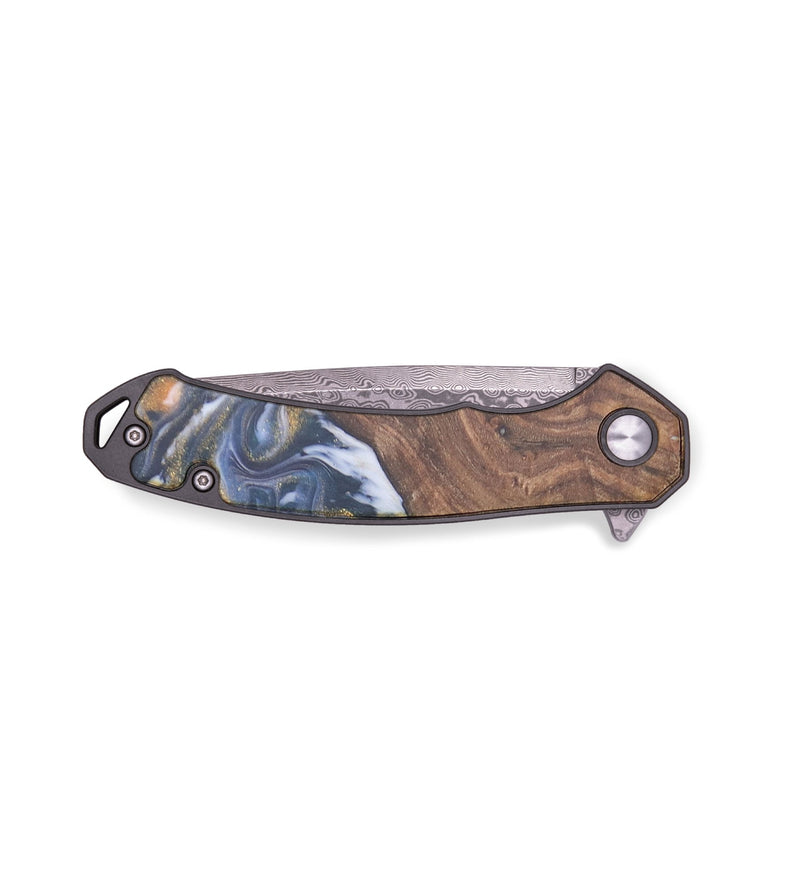 EDC Wood+Resin Pocket Knife - Ernest (Teal & Gold, 715882)