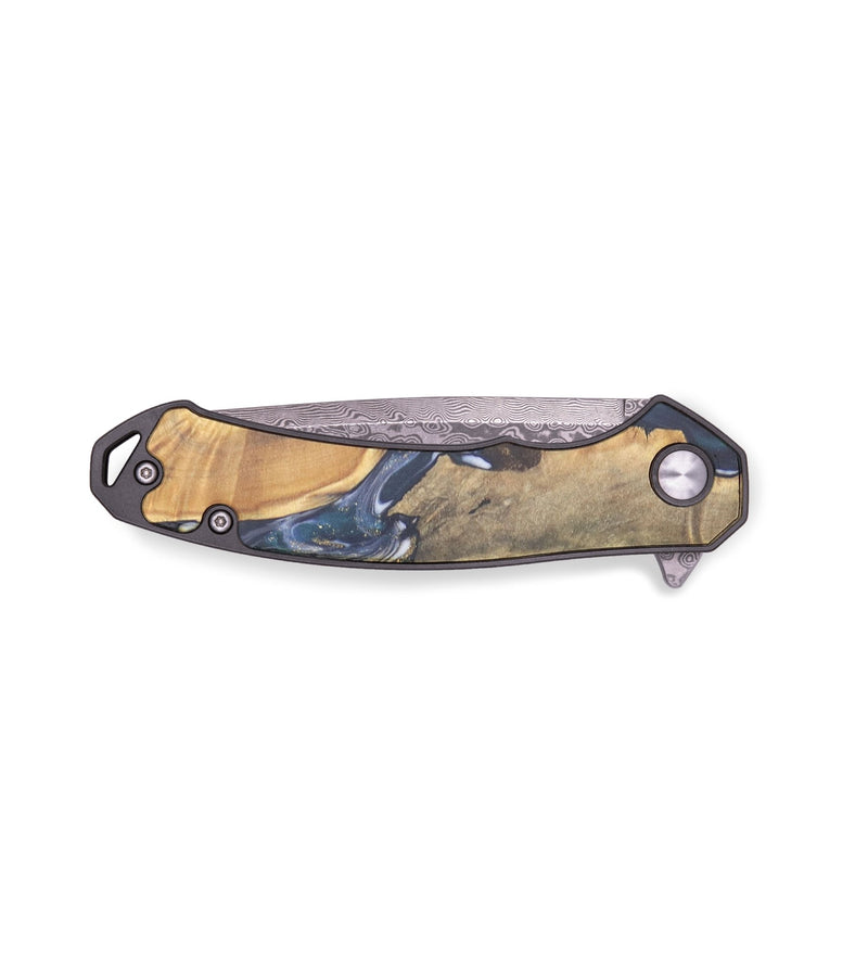 EDC Wood+Resin Pocket Knife - Adelyn (Teal & Gold, 715883)