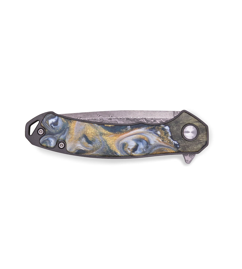 EDC Wood+Resin Pocket Knife - Briella (Teal & Gold, 715884)