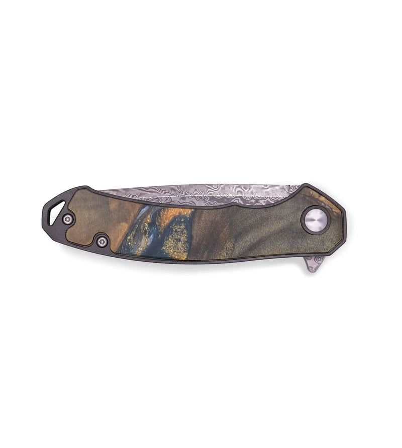 EDC Wood+Resin Pocket Knife - Charity (Teal & Gold, 715885)
