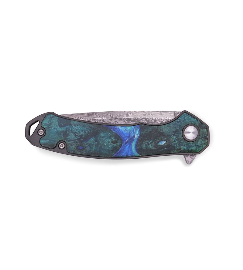 EDC Wood+Resin Pocket Knife - Landon (Blue, 715887)