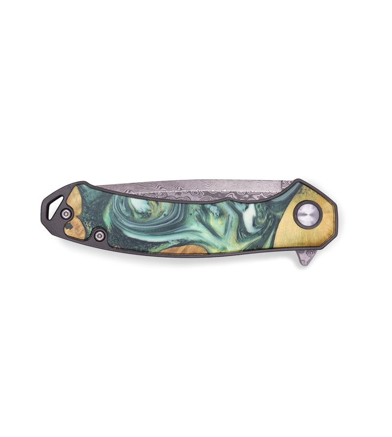 EDC Wood+Resin Pocket Knife - Ebony (Green, 715902)