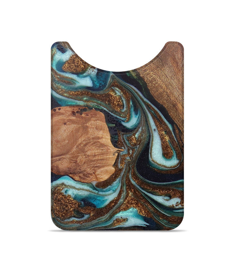 Live Edge Wood+Resin Wallet - Nina (Teal & Gold, 715908)