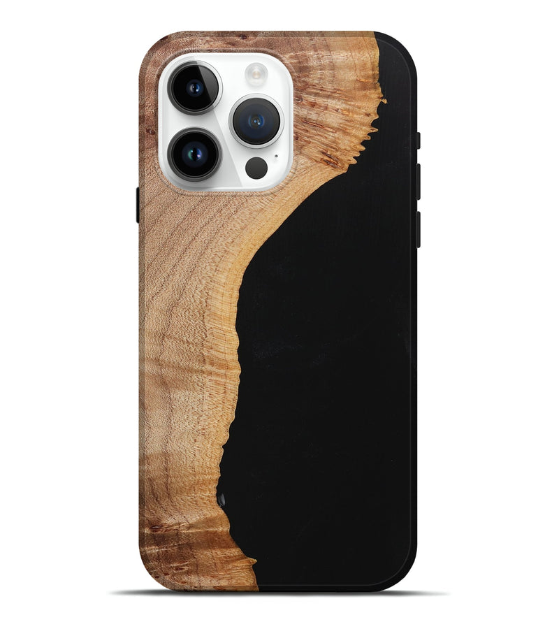 iPhone 15 Pro Max Wood+Resin Live Edge Phone Case - Larry (Pure Black, 715942)