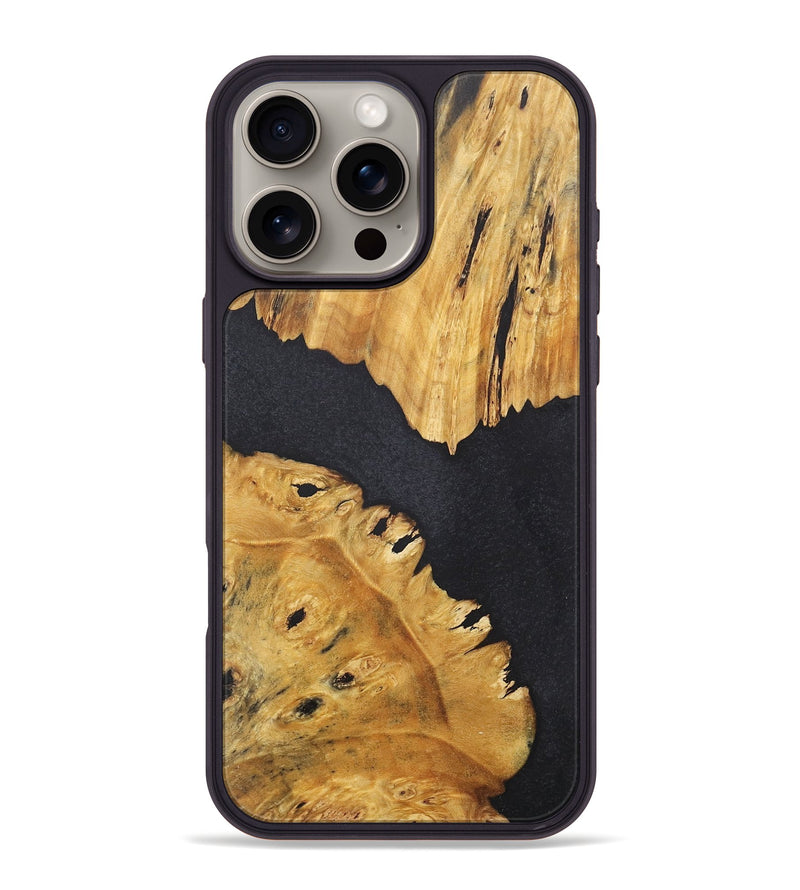iPhone 16 Pro Max Wood+Resin Phone Case - Casey (Pure Black, 716001)