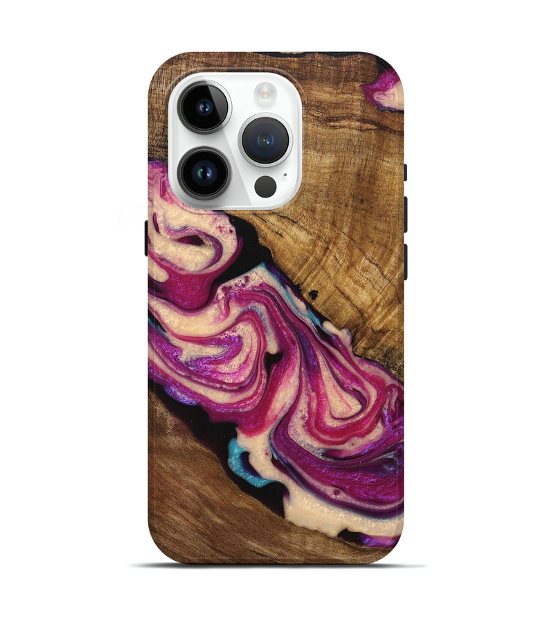 iPhone 15 Pro Wood+Resin Live Edge Phone Case - Shane (Purple, 716083)