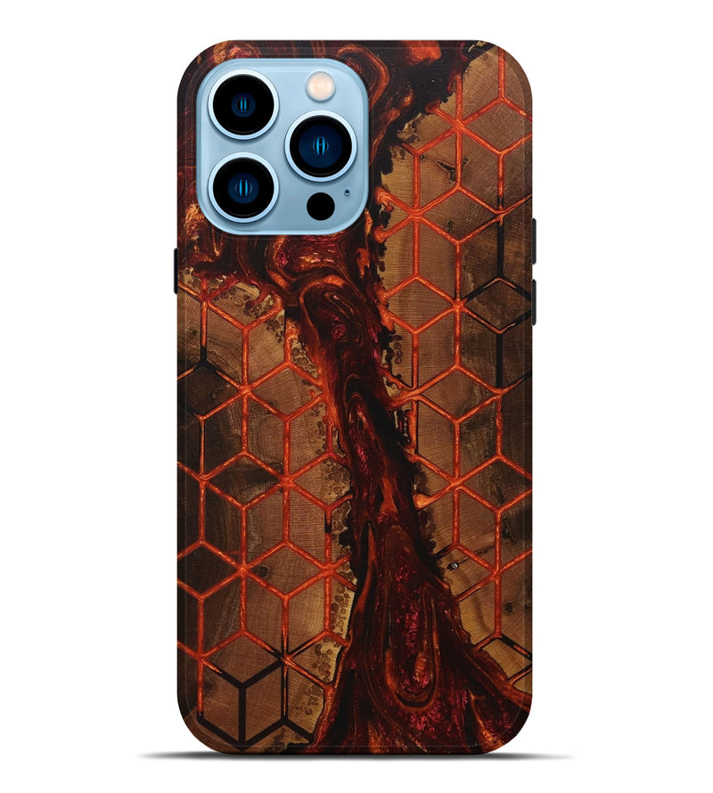 iPhone 14 Pro Max Wood+Resin Live Edge Phone Case - Ray (Pattern, 716092)