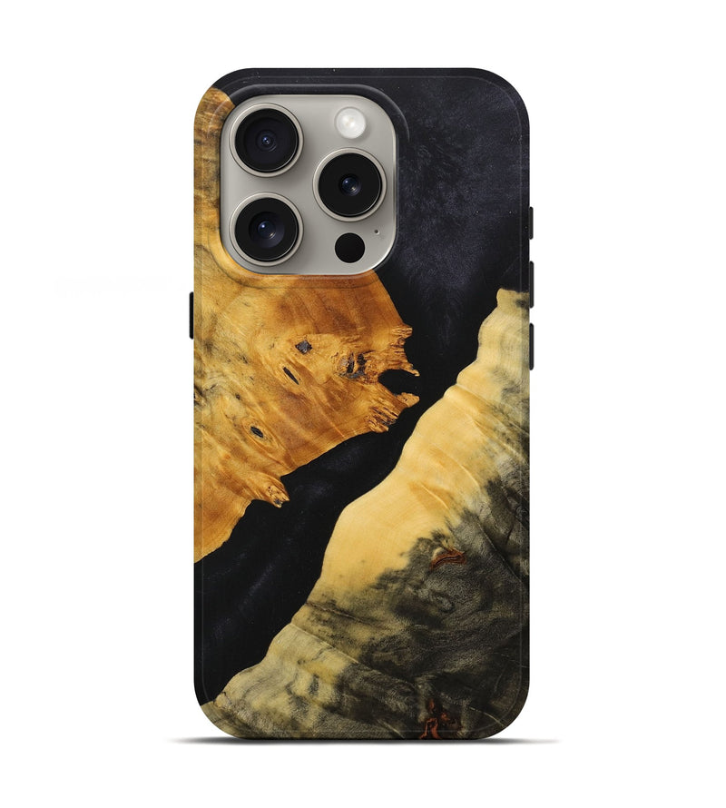 iPhone 16 Pro Wood+Resin Live Edge Phone Case - Kane (Pure Black, 716106)