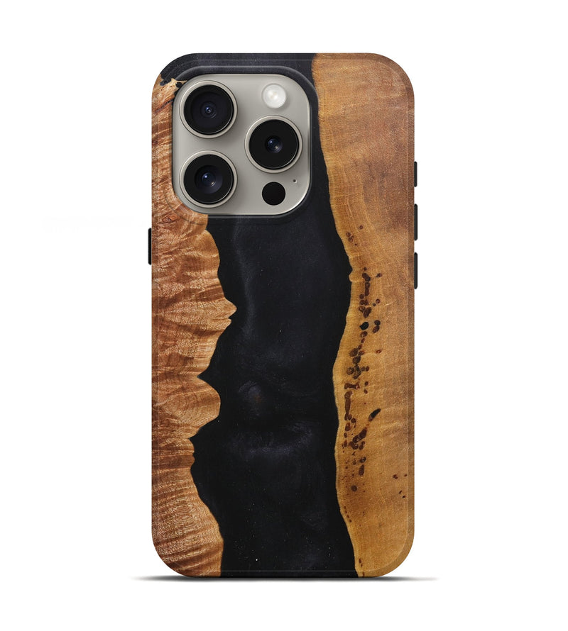 iPhone 16 Pro Wood+Resin Live Edge Phone Case - Miguel (Pure Black, 716109)