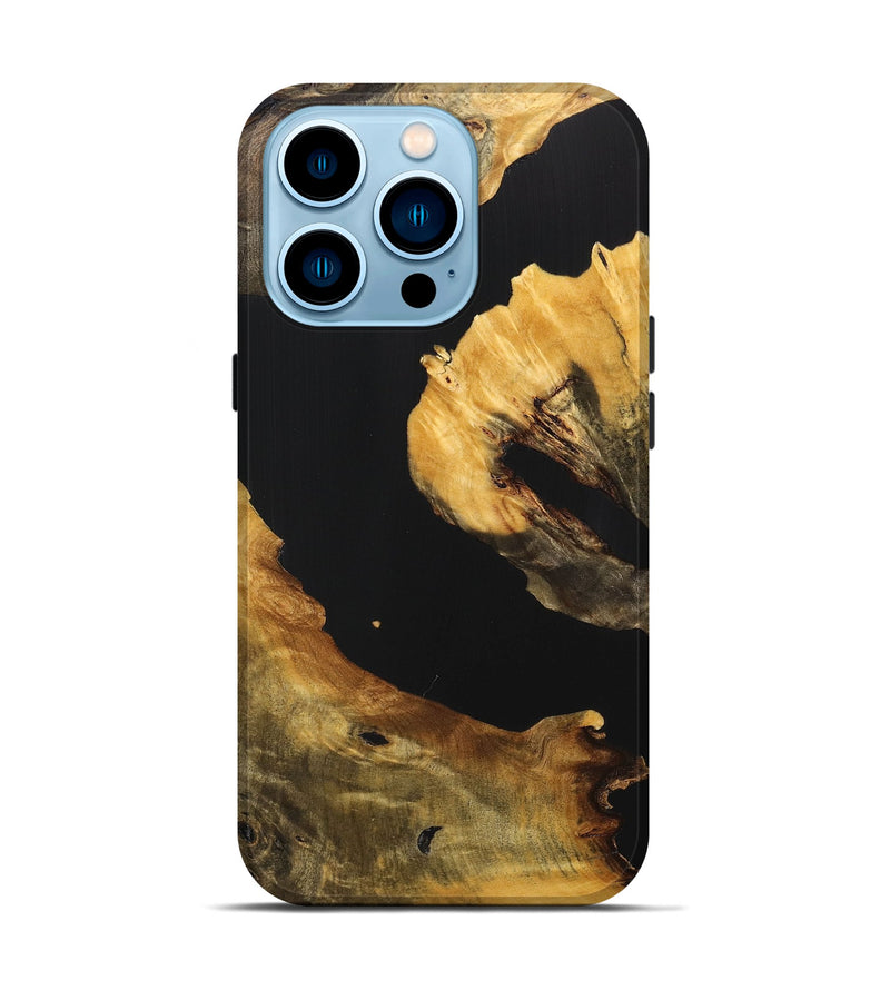 iPhone 14 Pro Wood+Resin Live Edge Phone Case - Crystal (Pure Black, 716117)
