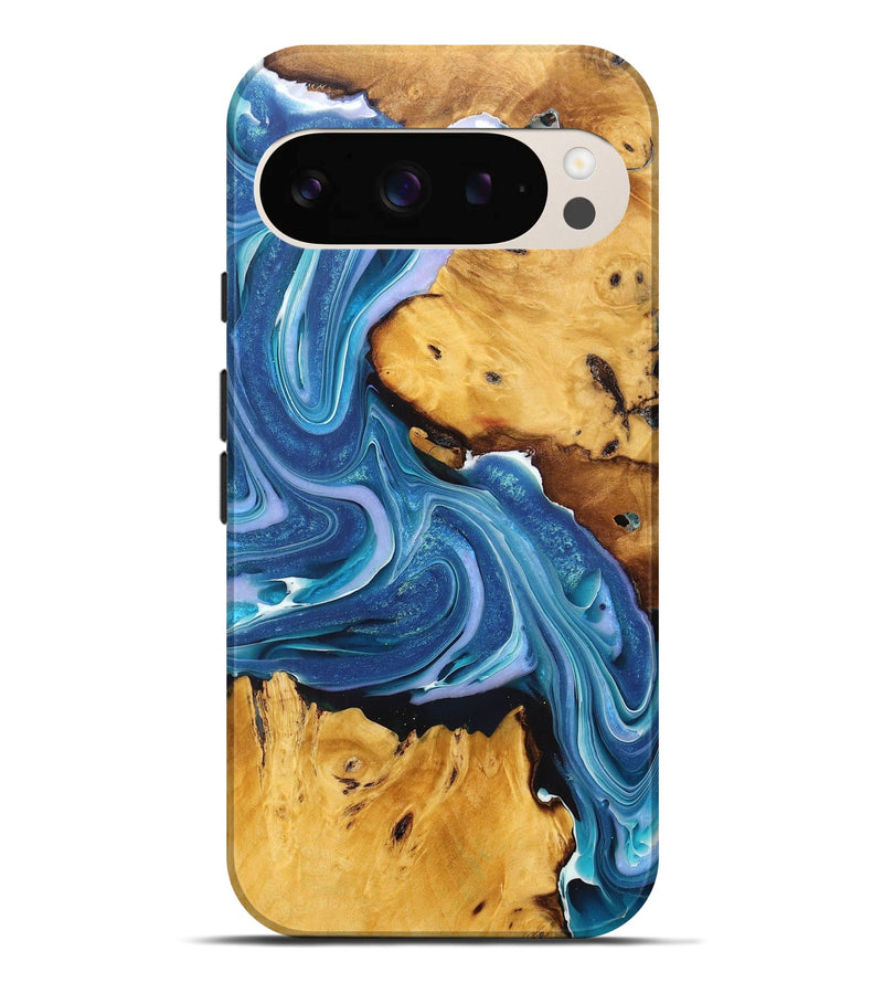 Pixel 9 Pro XL Wood+Resin Live Edge Phone Case - Rosalie (Blue, 716119)