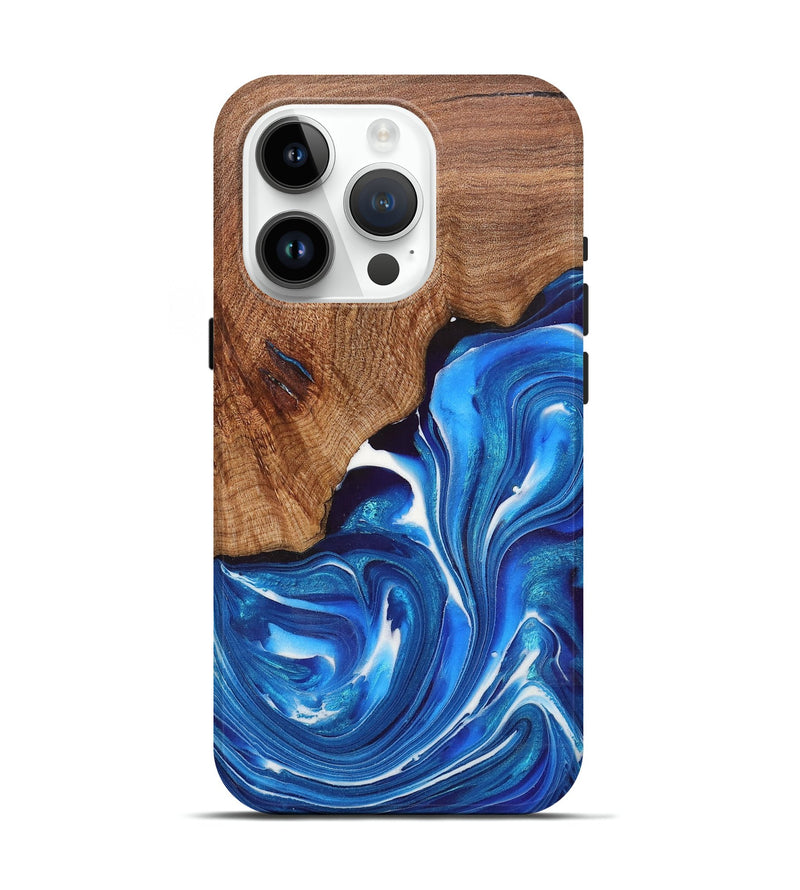 iPhone 15 Pro Wood+Resin Live Edge Phone Case - Jax (Blue, 716120)