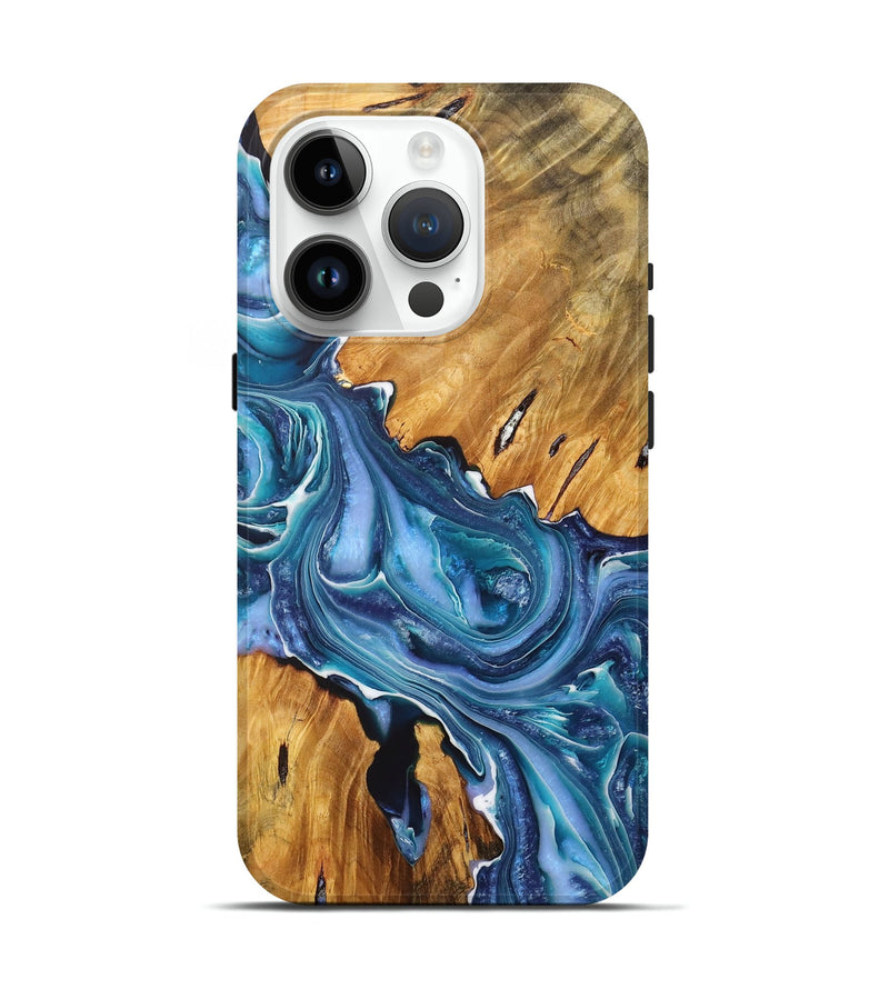 iPhone 15 Pro Wood+Resin Live Edge Phone Case - Maxwell (Blue, 716130)