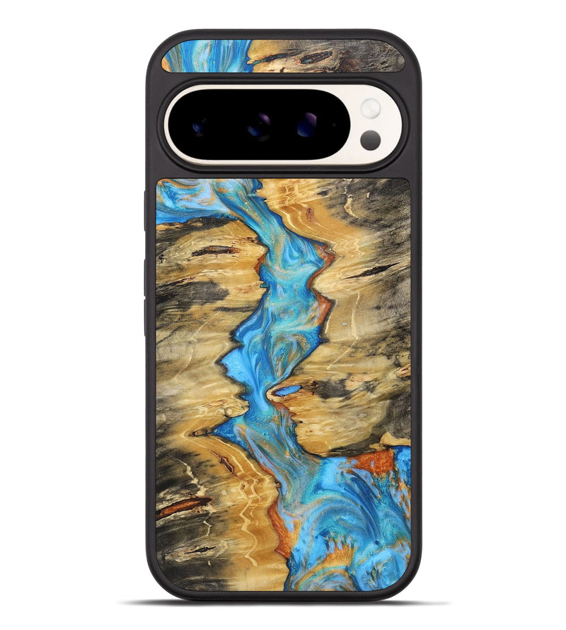 Pixel 9 Pro XL Wood+Resin Phone Case - Cathleen (Teal & Gold, 716206)