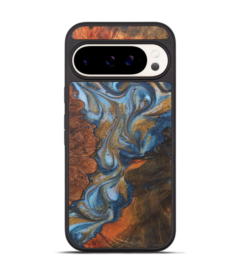 Pixel 9 Wood+Resin Phone Case - Hope (Teal & Gold, 716209)