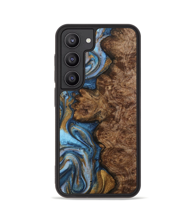 Galaxy S23 Wood+Resin Phone Case - Kai (Teal & Gold, 716229)