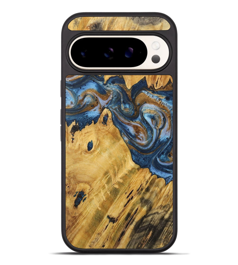 Pixel 9 Pro XL Wood+Resin Phone Case - Malia (Teal & Gold, 716233)