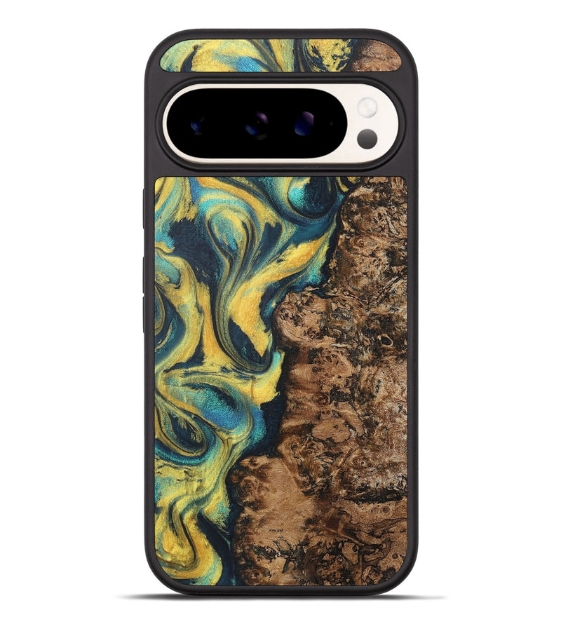 Pixel 9 Pro XL Wood+Resin Phone Case - Vicki (Teal & Gold, 716245)