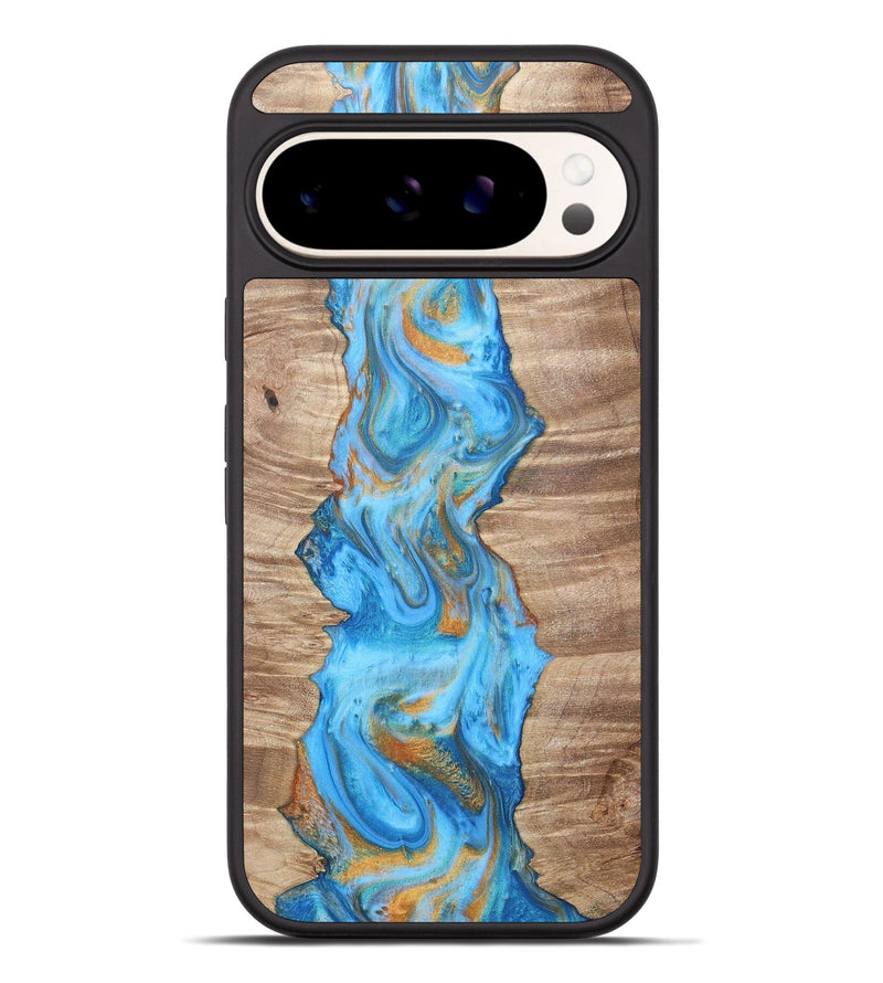 Pixel 9 Pro XL Wood+Resin Phone Case - Timothy (Teal & Gold, 716249)